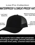 Stealth Black Mesh Low Pro Waterproof Hat