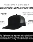 Stealth Black Mesh Tradesman Waterproof Hat
