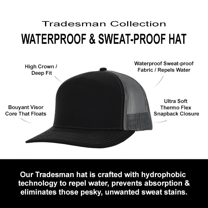 Black & Charcoal Mesh Mushroom Tradesman Waterproof Hat