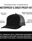 Stealth Black & Charcoal Mesh Tradesman Waterproof Hat