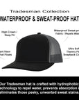 Black & Charcoal Mesh Mushroom Tradesman Waterproof Hat