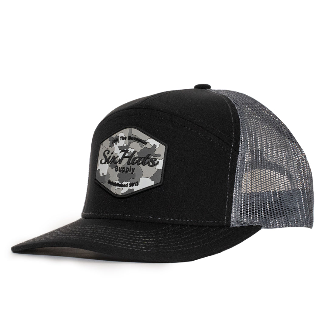 Black & Charcoal Mesh Hex Tradesman Waterproof Hat