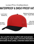 Stealth Red & Black Low Pro Waterproof Hat