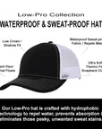 Stealth Black & White Mesh Low Pro Waterproof Hat