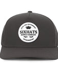 Charcoal signature cap with Crown white rubber patch sew on in front waterproof hats custom made Six Hats Supply