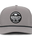 Grey Signature crown black rubber patch sew on in front waterproof custom made Six Hats supply