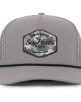 Grey Signature with Hex camo rubber patch sew on in front waterproof hats custom made Six Hats Supply