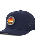 Navy Signature Horizon rubber patch sew on in front waterproof and sweat proof hats custom made Six Hats Supply