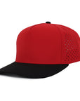 Red Signature hat with black brim 5 panel cap waterproof and sweat proof Six Hats supply
