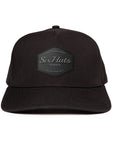 Black signature baseball cap with hex black rubber patch waterproof and sweat proof hats