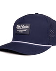 Navy Signature Range blue rubber patch waterproof and sweat proof caps custom made Six Hats Supply
