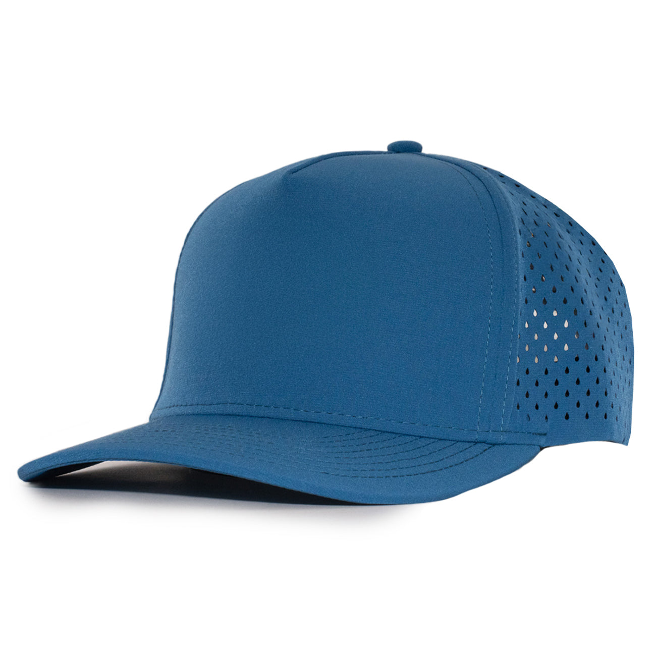 Atlantic blue signature laser mesh 5 panel hat waterproof and sweat proof cap Six Hats Supply