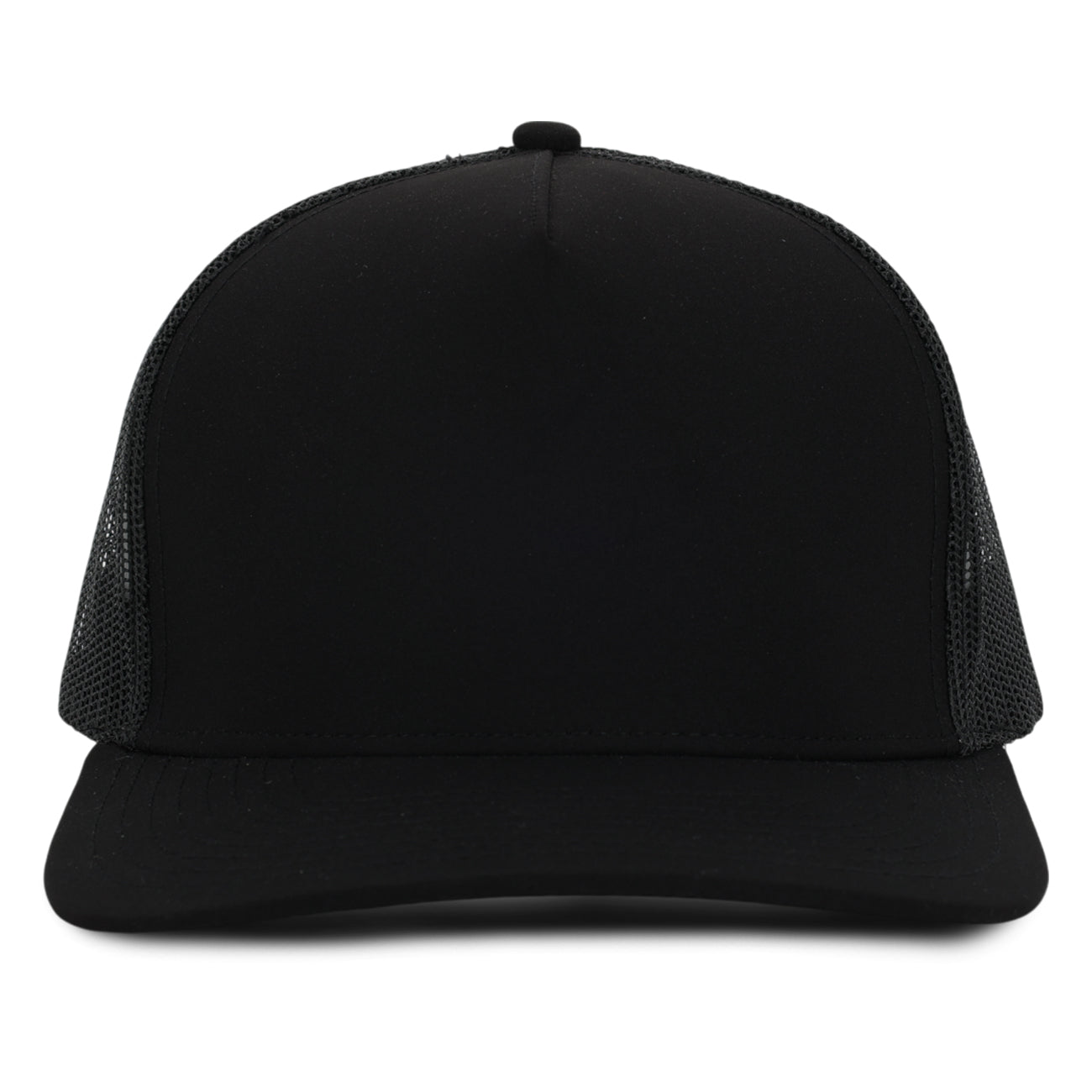 Black plastic mesh signature cap waterproof  trucker hat Six hats Supply