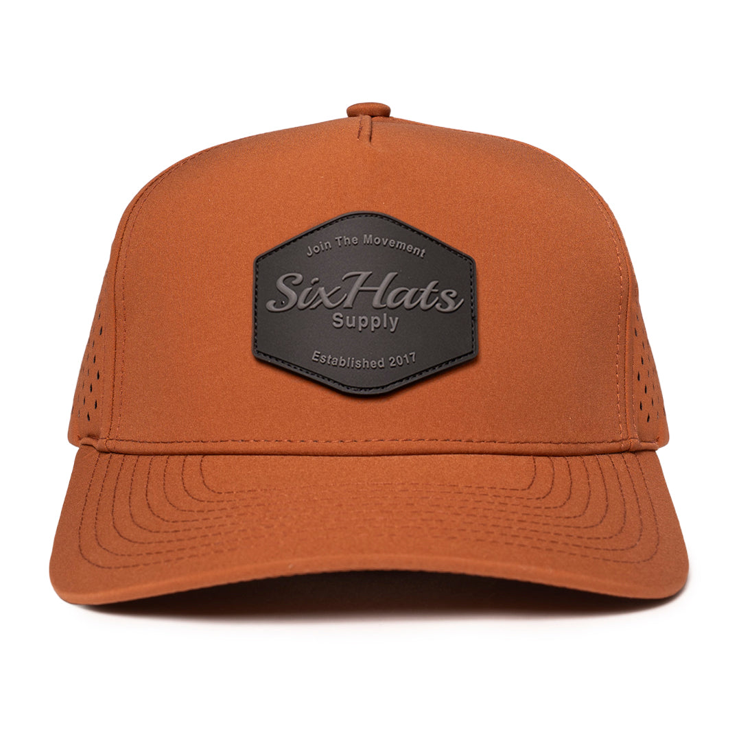 Burnt Orange Signature Hex charcoal rubber patch waterproof and sweat proof hat Six hat Supply custom made