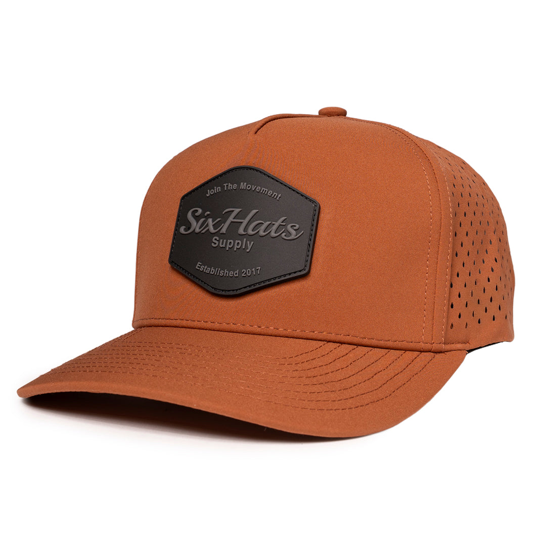 Burnt Orange Signature Hex charcoal rubber patch waterproof and sweat proof hat Six hat Supply 
