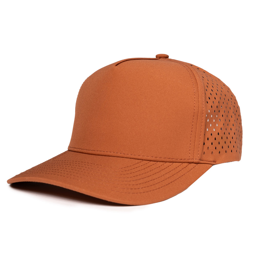 Burnt_Orange_stealth_signature_hat_side waterproof hat Six Hats Supply