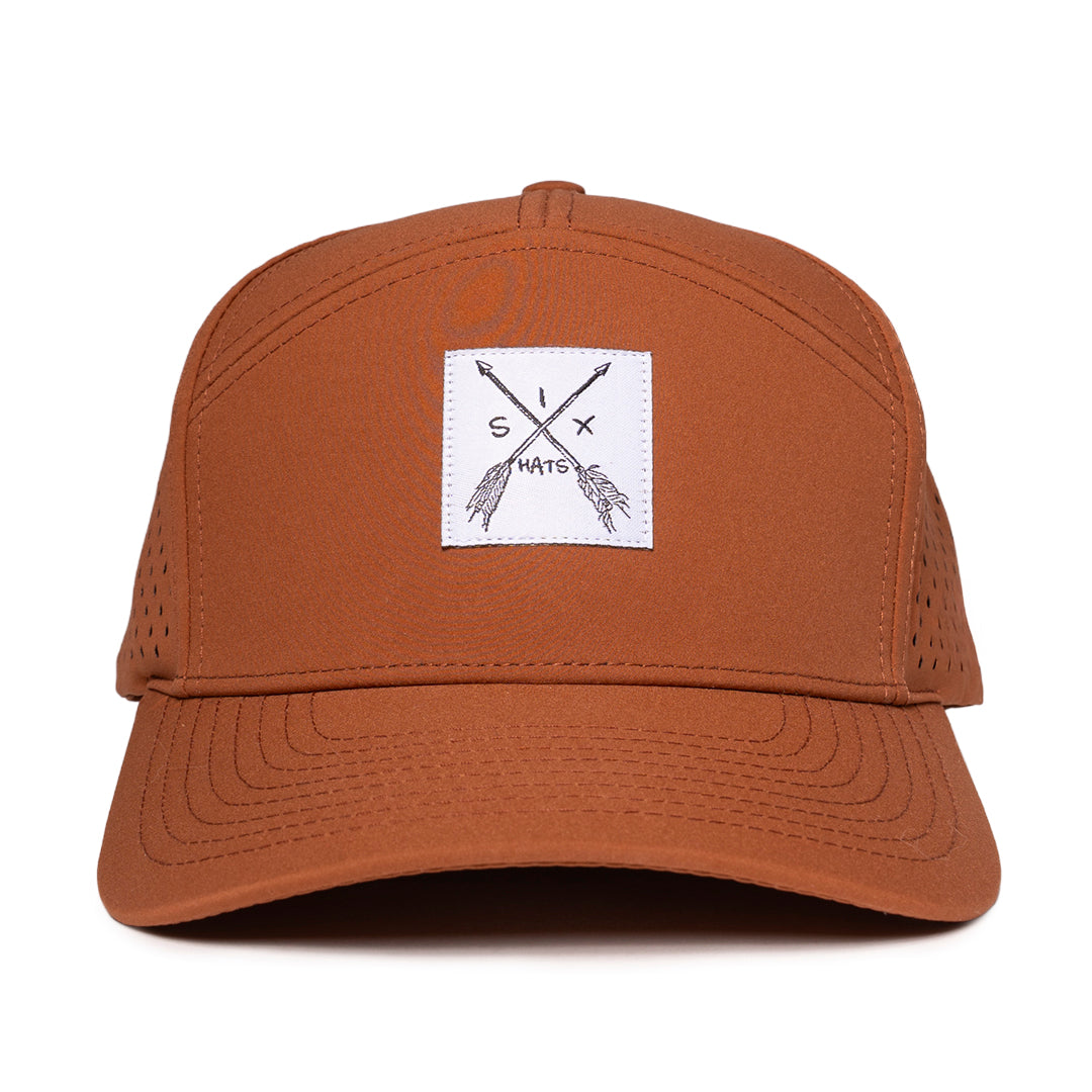 Burnt_Orange_tradesman_arrow_patch_six_hats_supply_waterproof_hat
