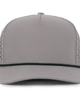 Grey signature baseball hat with black rope 5 panel cap waterproof sweat proof Six hats Supply designed in Canada