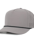 Grey signature hat with black rope 5 panel cap waterproof sweat proof Six hats Supply 