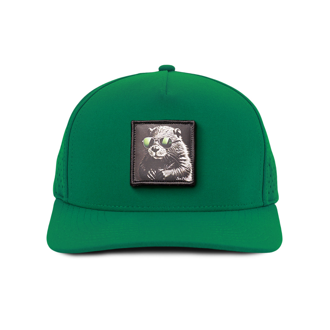 Kelly Green signature Beaver fabric patch waterproof and sweat proof front view  SixHats supply