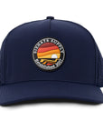 Navy Signature Horizon rubber patch sew on in front waterproof hats custom made Six Hats Supply