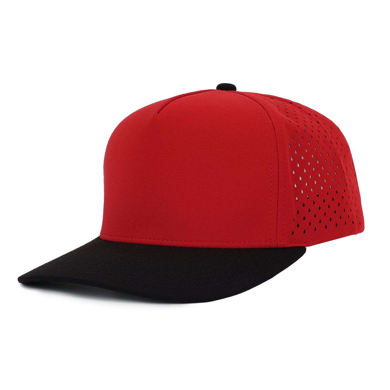 Red Signature hat with black brim 5 panel cap waterproof and sweat proof Six Hats supply