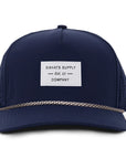 Navy blue baseball cap waterproof sweat proof with a white fabric patch