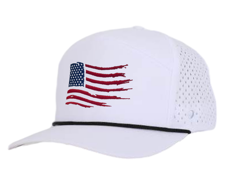 White Red & Blue American Tradesman Waterproof Hat