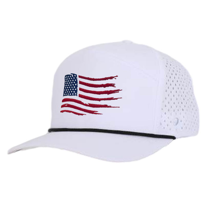 White Red & Blue American Tradesman Waterproof Hat