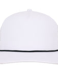 White Signature 5 panel hat with black rope waterproof sweat proof Six Hats Supply